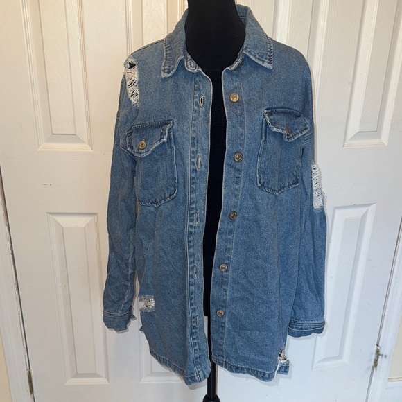Forever 21 Jackets & Blazers - Distressed Blue Denim Jacket